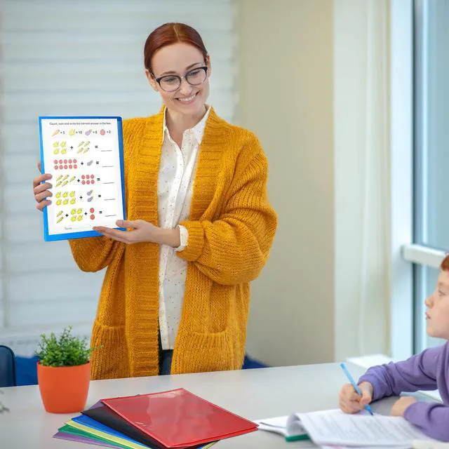 Alt view image 5 of 7 - 30 Pcs Parent Teacher Classroom Communication Folder with Clear Front Pockets, 2 Pockets Homework Folders Take Home Plastic Folders for Kid Student Home and Classroom (30, Purple)