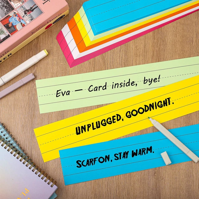 Alt view image 5 of 7 - 120Pcs Colored Sentence Strips for Teacher Cardstock,3 x 24 Rainbow Color Ruled Word Learning Strips for Writing Words,Classroom and Home,6 Colors