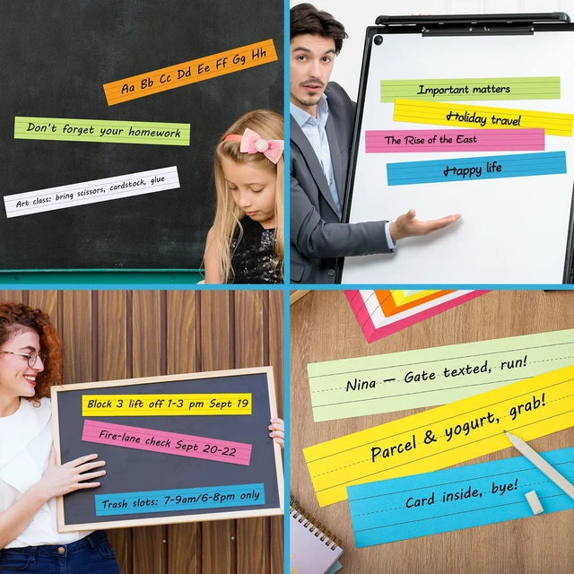 Alt view image 6 of 7 - 120Pcs Colored Sentence Strips for Teacher Cardstock,3 x 24 Rainbow Color Ruled Word Learning Strips for Writing Words,Classroom and Home,6 Colors