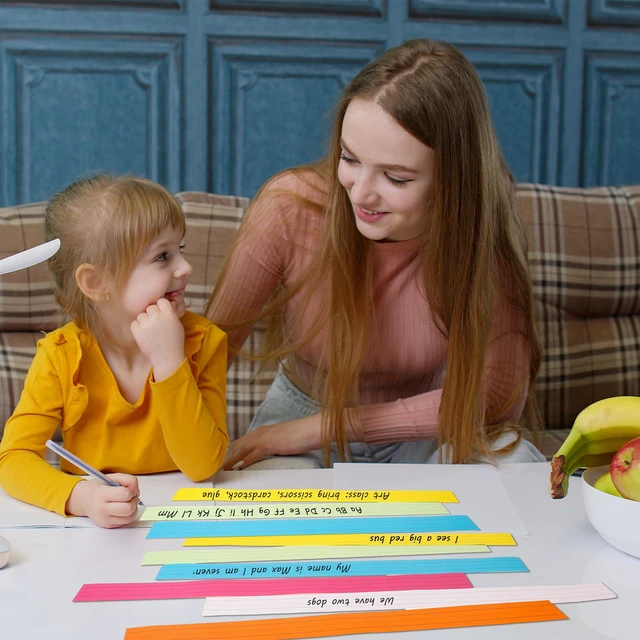 Alt view image 7 of 7 - 120Pcs Colored Sentence Strips for Teacher Cardstock,3 x 24 Rainbow Color Ruled Word Learning Strips for Writing Words,Classroom and Home,6 Colors