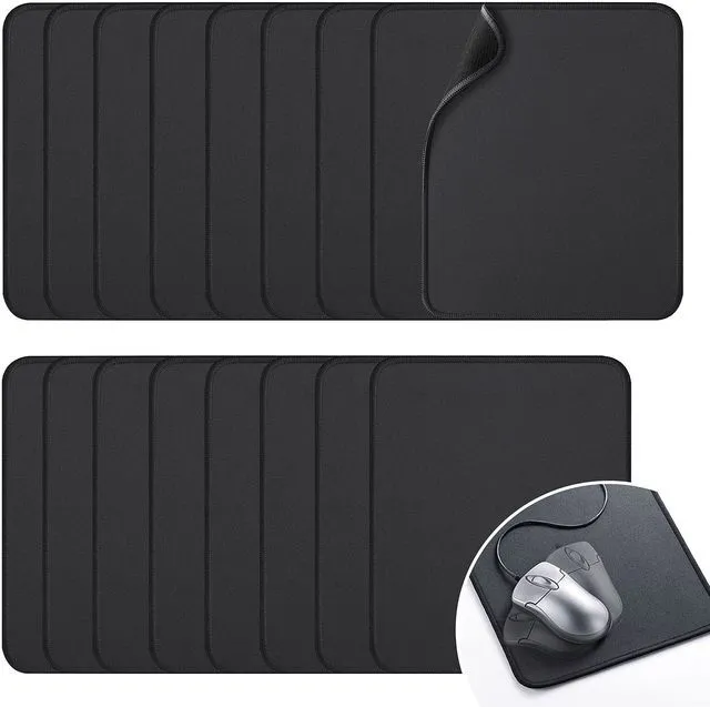 Main image of 17 Pack Mouse Pad, 10.2''x8.2'' Computer Mousepad Bulk, Black Reinforced Stitching Edge Mouse Pad for desk, Washable Non-slip Rubber Base, 0.12inch Thick Smooth Rracks Mousepad Pack