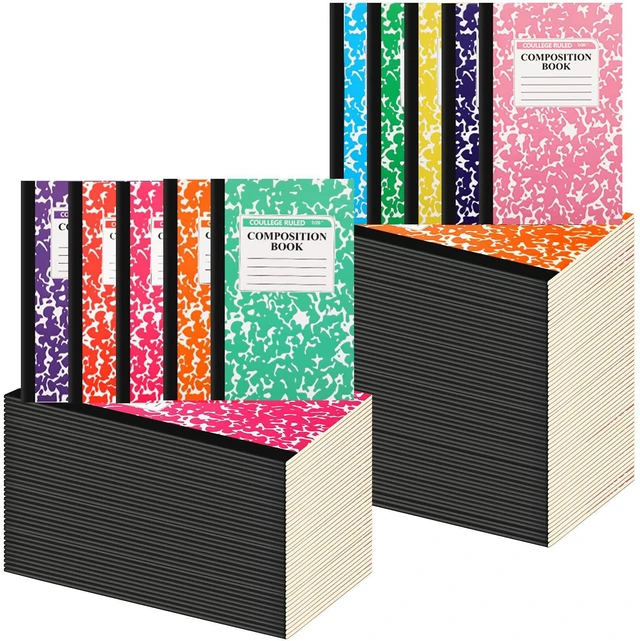 Main image of 100 Pack A5 Composition Notebooks Bulk College Ruled Composition Notebooks Marble Covers Notebook for Student Classroom Office Supplies 30 Sheet/60 Page(10 Color)