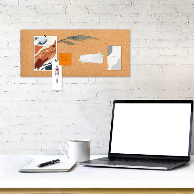 Alt view image 4 of 6 - 17x8 Cork Board Tiles Bulletin Board, 1/2" Thick Self-Adhesive Cork Boards for Walls, Cork Tiles Vision Board for Home, Office, School, Bulletin Board Decorations(12mm,8pc)