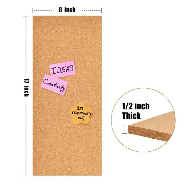 Alt view image 2 of 6 - 17x8 Cork Board Tiles Bulletin Board, 1/2" Thick Self-Adhesive Cork Boards for Walls, Cork Tiles Vision Board for Home, Office, School, Bulletin Board Decorations(12mm,8pc)
