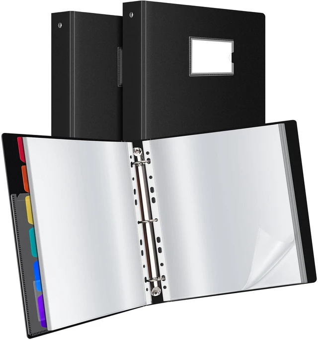 Main image of 80-Pocket Binder with Plastic Sleeves for Letter/A4 Size Document Binder Organizer for Papers, Certificates and Artwork, Colorful PP Divider Pages for Presentation (2 Pack)