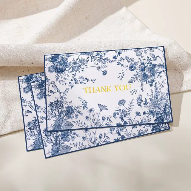 Alt view image 4 of 6 - Navy Blue Floral Thank You Cards with Envelopes, 50 Pack Gold Foil Wildflower Greeting Notes Bulk for Birthday, Baby Shower, Bridal Shower, Wedding, Graduation