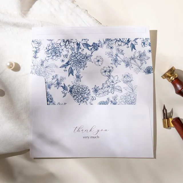 Alt view image 5 of 6 - Navy Blue Floral Thank You Cards with Envelopes, 50 Pack Gold Foil Wildflower Greeting Notes Bulk for Birthday, Baby Shower, Bridal Shower, Wedding, Graduation