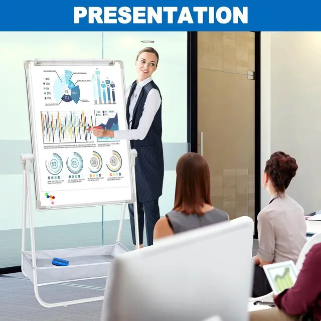 Alt view image 7 of 7 - Dry Erase White Board with Stand Double Sided 36"X24" Magnetic U Standing Easel Whiteboard, Height Adjustable & 360° Rotation Portable White Boards for Classroom, Home & Office