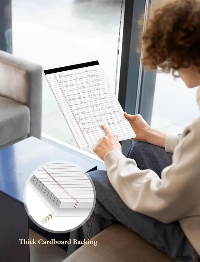 Alt view image 3 of 7 - Legal Pads 8.5 x 14 Note Pads, 8 Pack White Paper Pads 8.5x14 Wide Ruled Notebook Pad, Lined Pads of Paper Writing Pads, White Notepads 8.5 x 14, Double Sided, Cardboard Backing, 30 Sheets/Pad