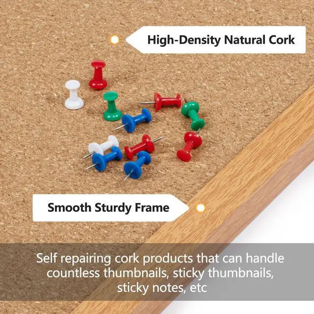 Alt view image 4 of 7 - 2 Pack Cork Bulletin Board 24 x 36, Wood Framed Corkboard for Wall Hanging Office Message Board, Large Notice Pin Board with 30 Push Pins, 10mm Natural Cork, For School, Home & Office