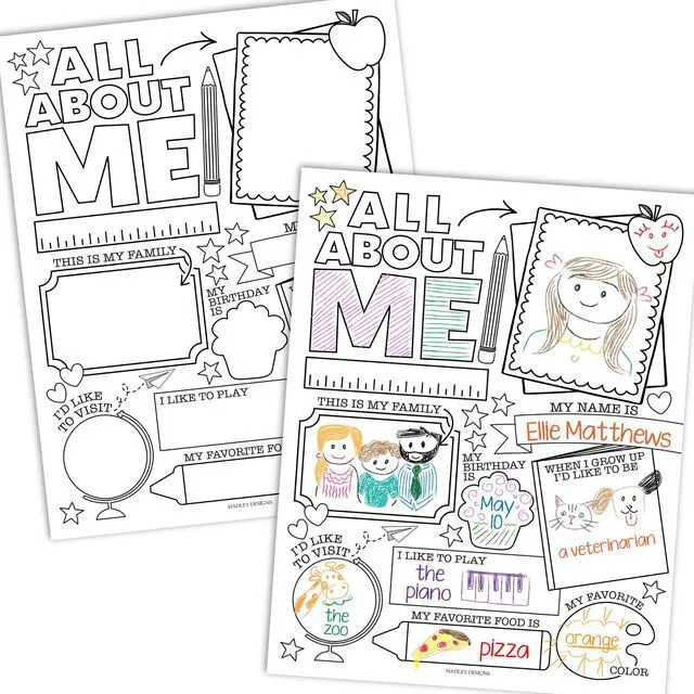 Main image of 20 All About Me Posters Elementary Classroom Decor, Star Student Poster 100 Days of School Items, Student of the Week Poster Elementary Classroom Must Haves, End of School Year Teacher Supplies