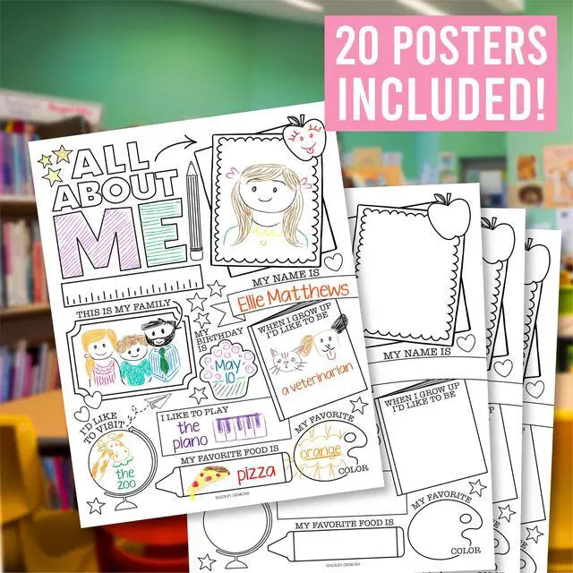 Alt view image 3 of 7 - 20 All About Me Posters Elementary Classroom Decor, Star Student Poster 100 Days of School Items, Student of the Week Poster Elementary Classroom Must Haves, End of School Year Teacher Supplies
