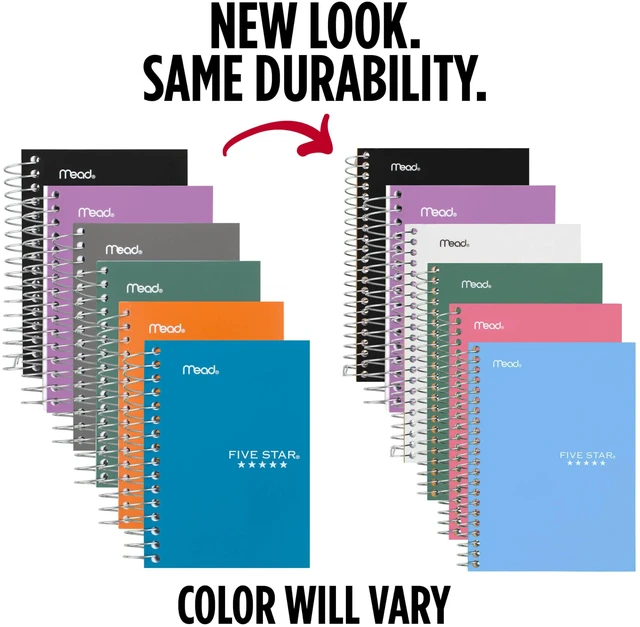 Alt view image 2 of 7 - Spiral Notebook, 6 Pack, College Ruled Paper, Fat Lil' Pocket Notebooks, 3-1/2" x 5-1/2", 200 Sheets, Assorted Colors (38027)