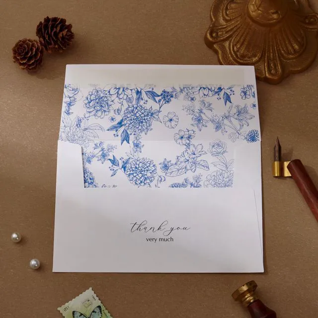 Alt view image 5 of 7 - 100 Pack Blue Floral Thank you cards Gold Foil Greeting Notes Bulk with Envelopes for Birthday, Baby Shower, Bridal Shower, Wedding, Graduation