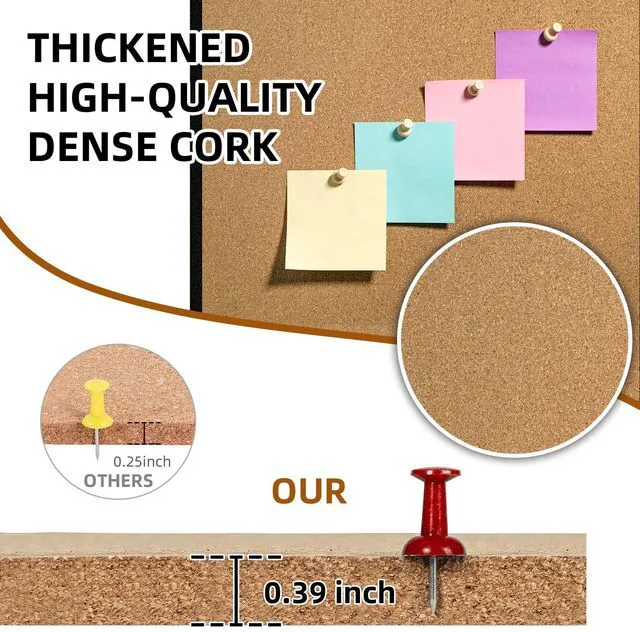 Alt view image 2 of 7 - 24x36 Large Cork Board for Walls with Black Solid Wood Frame, Premium Double Sided Bulletin Board for Office & Home, Decorative Hanging Pin Notice Board, 1 Pack