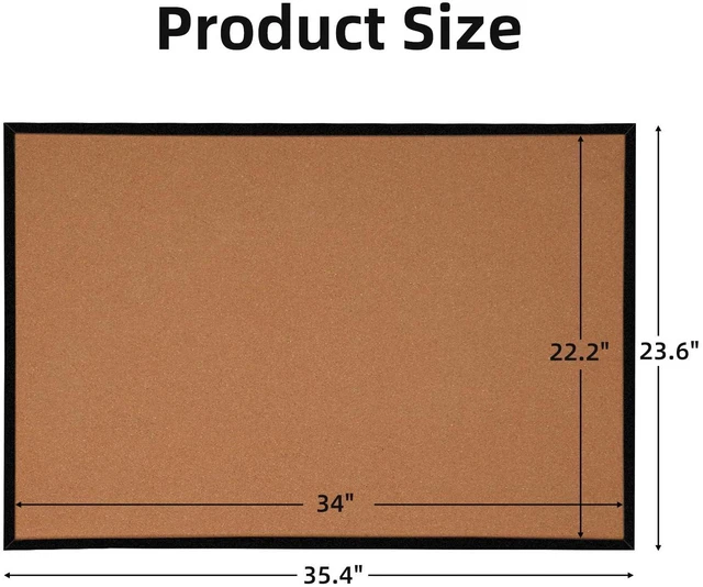 Alt view image 6 of 7 - 24x36 Large Cork Board for Walls with Black Solid Wood Frame, Premium Double Sided Bulletin Board for Office & Home, Decorative Hanging Pin Notice Board, 1 Pack