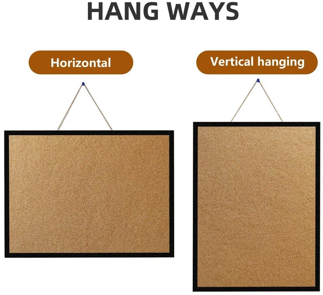 Alt view image 4 of 7 - 24x36 Large Cork Board for Walls with Black Solid Wood Frame, Premium Double Sided Bulletin Board for Office & Home, Decorative Hanging Pin Notice Board, 1 Pack
