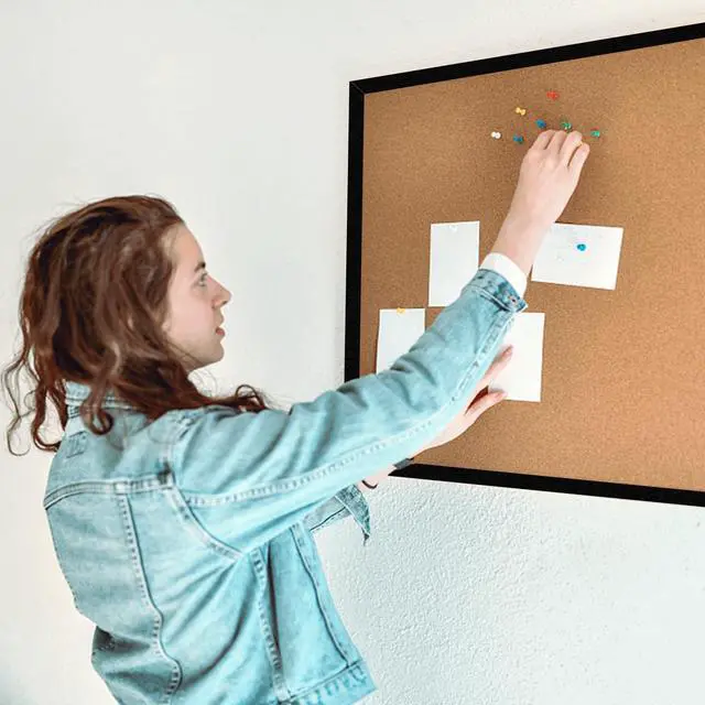Alt view image 5 of 7 - 24x36 Large Cork Board for Walls with Black Solid Wood Frame, Premium Double Sided Bulletin Board for Office & Home, Decorative Hanging Pin Notice Board, 1 Pack