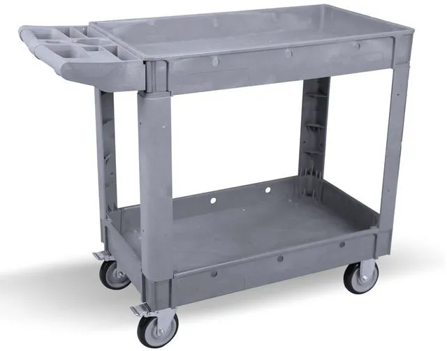 Main image of Utility Rolling Tool Cart, 40 x 17-Inch Plastic Rolling Carts, Huge Storage W/Deep 2-Shelf Heavy Duty Service Cart with Wheels, 550 lbs Capacity Organizer for Garage, Warehouse, Workshop