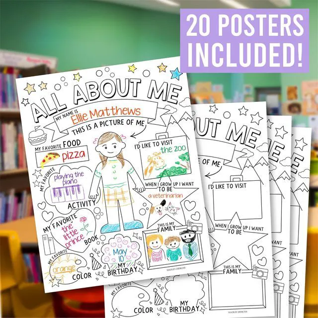 Alt view image 3 of 7 - 20 All About Me Posters Elementary Classroom Decor, Star Student Poster 100 Days of School Items, Student of the Week Poster Elementary Classroom Must Haves, End of School Year Teacher Supplies