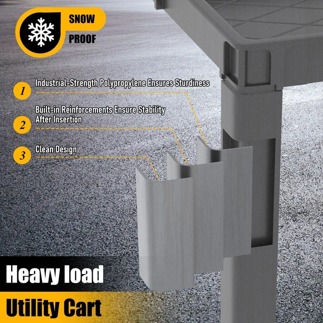 Alt view image 7 of 7 - Utility Rolling Tool Cart, 40 x 17-Inch Plastic Rolling Carts, Huge Storage W/Deep 2-Shelf Heavy Duty Service Cart with Wheels, 550 lbs Capacity Organizer for Garage, Warehouse, Workshop