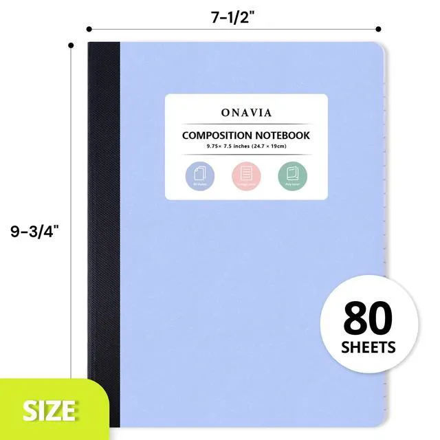 Alt view image 7 of 7 - Plastic Composition Notebook College Ruled Bulk, 160 Pages, Assorted 80 Sheets, 9.75 x 7.5 in, 12 Pack Poly Cover Notebook, Waterproof, Durable, Sewn Binding, Notebooks for School
