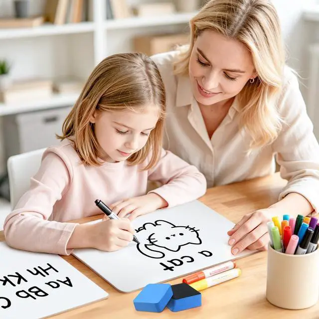 Alt view image 2 of 7 - 24 Pack Dry Erase Boards, 9x12 Inch Double Sided Whiteboards with Erasers Small White Board Bulk for Students Teachers, Personal White boards with 24 Erasers, Office School Classroom Supplies