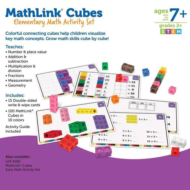 Alt view image 6 of 6 - MathLink Cubes Elementary Math Activity Set - Math Manipulatives, Color Linking Cubes for Kids, Number Cube Toys, Classroom Counting Activity, Stem Activities