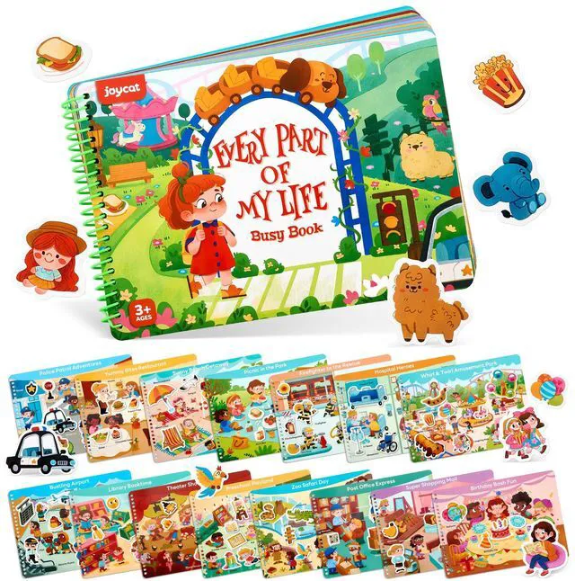 Main image of Daily Life Busy Book for Toddlers Ages 3-5, English 15 daily-life scenes from amusement parks and picnics to hospitals and seaside trips build creativity and preschool skills