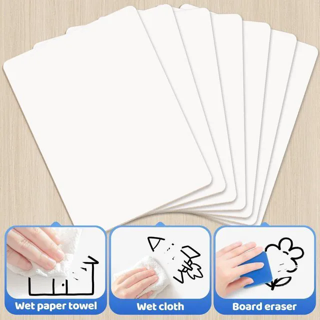 Alt view image 5 of 7 - 24 Pack Dry Erase Boards, 9x12 Inch Double Sided Whiteboards with Erasers Small White Board Bulk for Students Teachers, Personal White boards with 24 Erasers, Office School Classroom Supplies