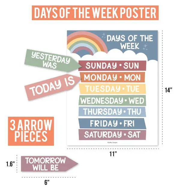 Alt view image 3 of 7 - Classroom Calendar Set -School Calendar Bulletin Board Decor Kids Class Calendar for Boho Classroom Decor, Kindergarten Preschool Teacher Must Haves, Homeschool & Daycare Essentials