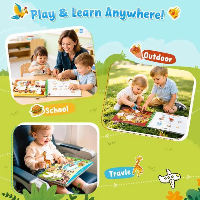 Alt view image 6 of 7 - Daily Life Busy Book for Toddlers Ages 3-5, English 15 daily-life scenes from amusement parks and picnics to hospitals and seaside trips build creativity and preschool skills