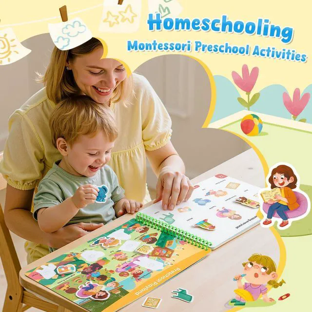 Alt view image 4 of 7 - Daily Life Busy Book for Toddlers Ages 3-5, English 15 daily-life scenes from amusement parks and picnics to hospitals and seaside trips build creativity and preschool skills