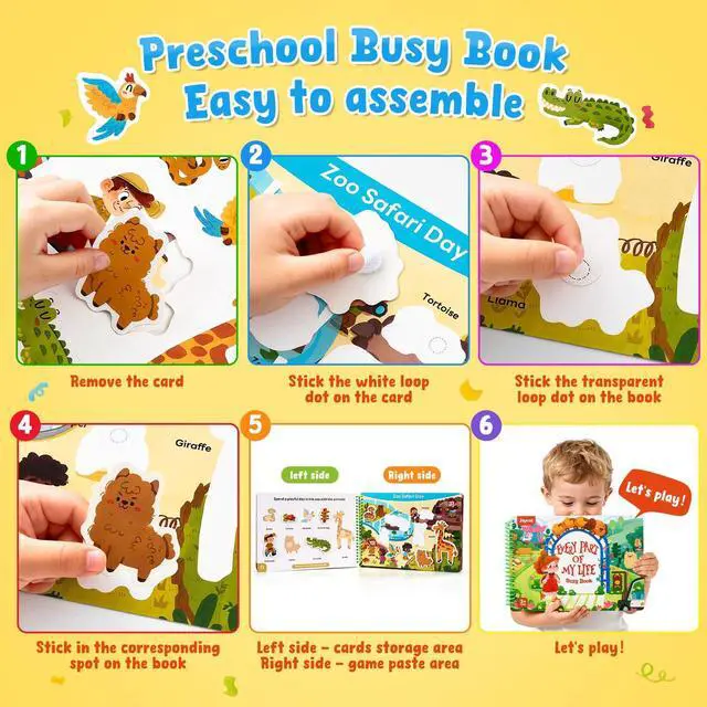 Alt view image 7 of 7 - Daily Life Busy Book for Toddlers Ages 3-5, English 15 daily-life scenes from amusement parks and picnics to hospitals and seaside trips build creativity and preschool skills