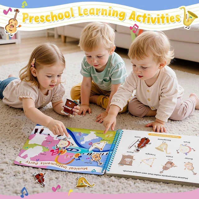 Alt view image 4 of 7 - Imagination Busy Book for Toddlers Ages 3-5, English 15 fantasy scenes with magical creatures, underwater adventures and role-play worlds build creativity and preschool skills