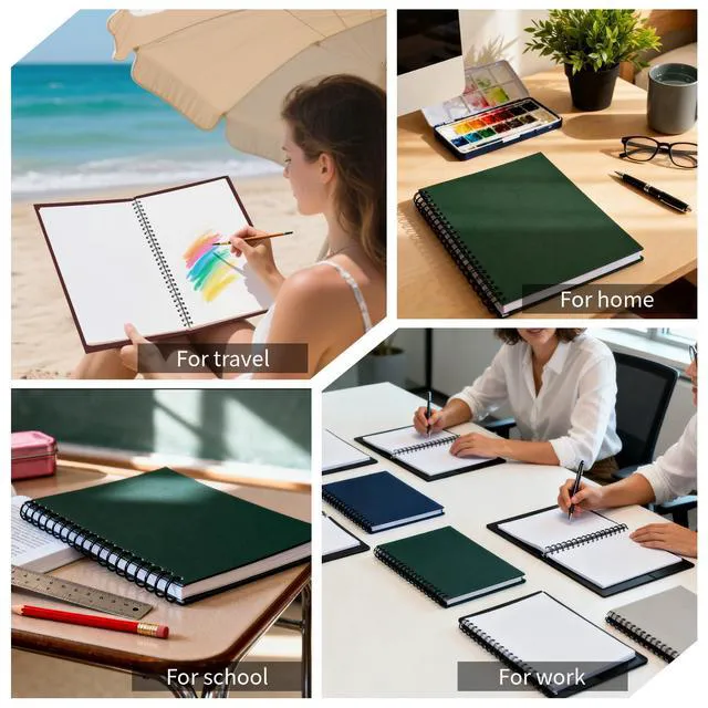 Alt view image 4 of 6 - Blank Spiral Notebook 8.5" x 11" (4 BLANK, Mult-color) 4 Pack Notebook 120 Pages 100 GSM Thick Blank Sketchbook Hardcover Journal for School