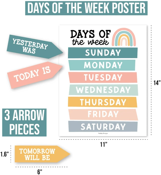 Alt view image 3 of 7 - Classroom Calendar Set -School Calendar Bulletin Board Decor Kids Class Calendar for Boho Classroom Decor, Kindergarten Preschool Teacher Must Haves, Homeschool & Daycare Essentials