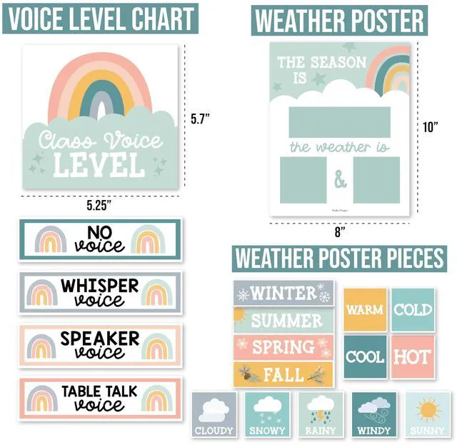 Alt view image 4 of 7 - Classroom Calendar Set -School Calendar Bulletin Board Decor Kids Class Calendar for Boho Classroom Decor, Kindergarten Preschool Teacher Must Haves, Homeschool & Daycare Essentials
