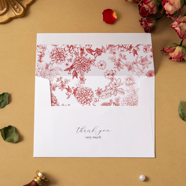 Alt view image 5 of 7 - Red Floral Thank You Cards Gold Foil Greeting Notes Bulk with Envelopes (50 Pack) for Birthday, Baby Shower, Bridal Shower, Wedding, Graduation
