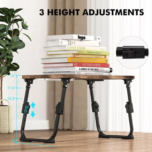 Alt view image 2 of 7 - Lap Desk for Bed Adjustable Height, Foldable Bed Table with Storage Drawer, Tablet Slot & Cup Holder, Portable Laptop Stand for Bed & Sofa, Bed Desk for Adults & Kids, Carbonized