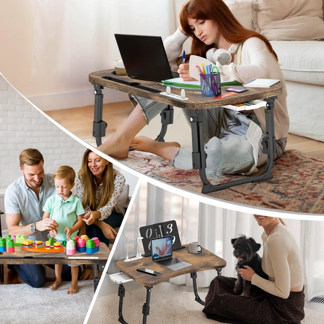 Alt view image 6 of 7 - Lap Desk for Bed Adjustable Height, Foldable Bed Table with Storage Drawer, Tablet Slot & Cup Holder, Portable Laptop Stand for Bed & Sofa, Bed Desk for Adults & Kids, Carbonized