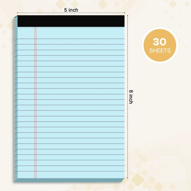 Alt view image 2 of 7 - Legal Pads 5x8 12 Pack Note Pads College Ruled Notepad Pink/Green/Blue Perforated Small Legal Pads 80GSM Notepads 30 Sheets Writing Pads Line Paper Pad for School, College, Office, Business