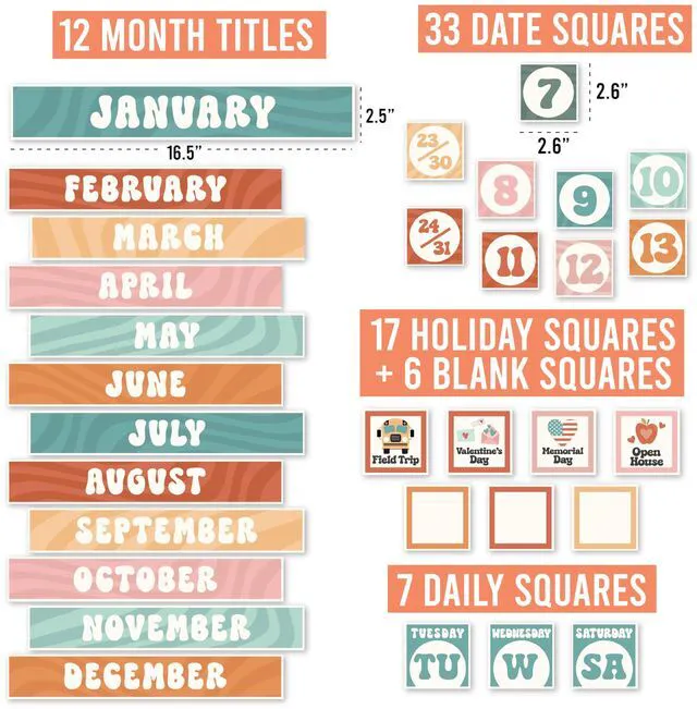 Alt view image 2 of 7 - Classroom Calendar Set -School Calendar Bulletin Board Decor Kids Class Calendar for Colorful Classroom Decor, Kindergarten Preschool Teacher Must Haves, Homeschool & Daycare Essentials