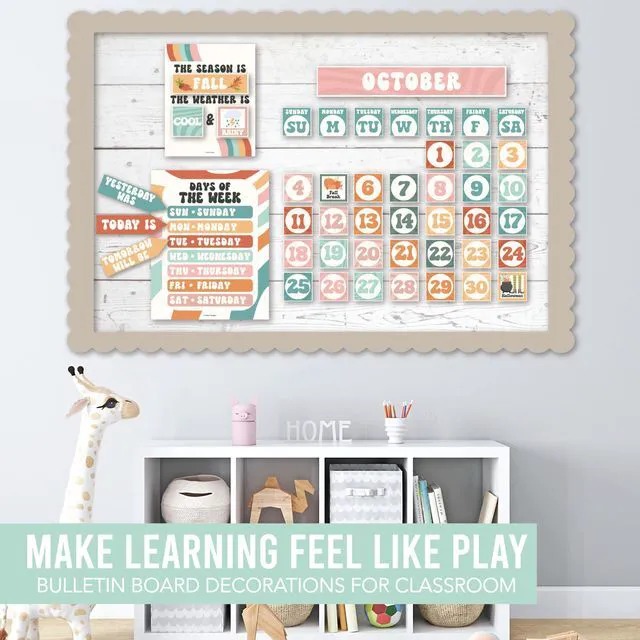 Alt view image 7 of 7 - Classroom Calendar Set -School Calendar Bulletin Board Decor Kids Class Calendar for Colorful Classroom Decor, Kindergarten Preschool Teacher Must Haves, Homeschool & Daycare Essentials