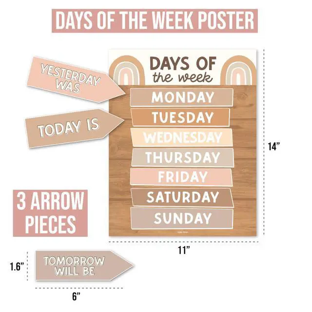 Alt view image 3 of 7 - Classroom Calendar Set -School Calendar Bulletin Board Decor Kids Class Calendar for Boho Classroom Decor, Kindergarten Preschool Teacher Must Haves, Homeschool & Daycare Essentials