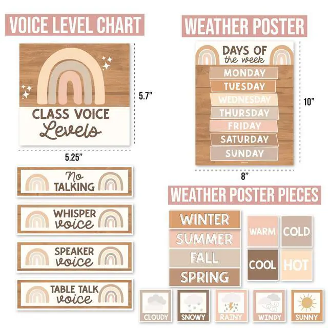Alt view image 4 of 7 - Classroom Calendar Set -School Calendar Bulletin Board Decor Kids Class Calendar for Boho Classroom Decor, Kindergarten Preschool Teacher Must Haves, Homeschool & Daycare Essentials