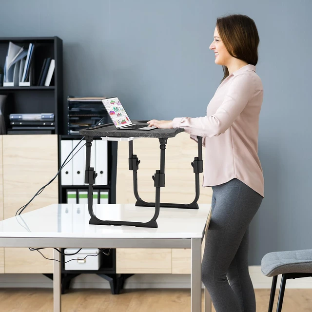 Alt view image 2 of 7 - Lap Desk for Bed Adjustable Height, Foldable Bed Table with Storage Drawer, Tablet Slot & Cup Holder, Portable Laptop Stand for Bed & Sofa, Bed Desk for Adults & Kids, Deep Stone Color