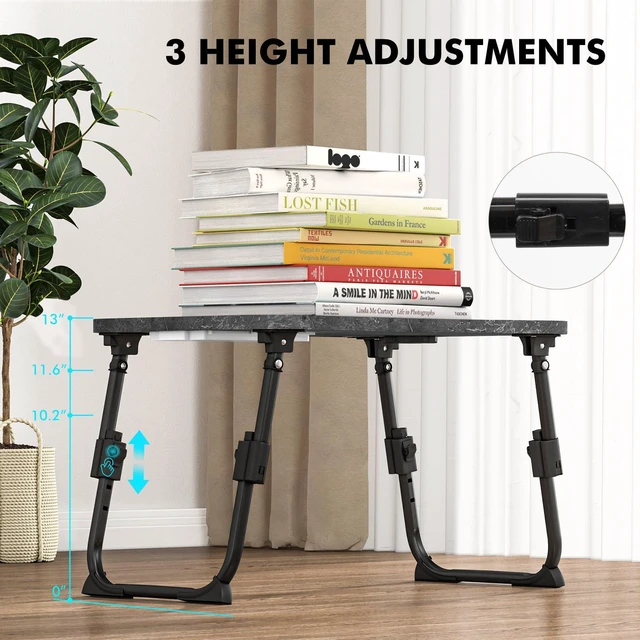 Alt view image 4 of 7 - Lap Desk for Bed Adjustable Height, Foldable Bed Table with Storage Drawer, Tablet Slot & Cup Holder, Portable Laptop Stand for Bed & Sofa, Bed Desk for Adults & Kids, Deep Stone Color
