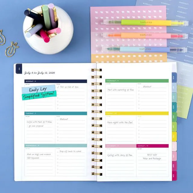 Alt view image 2 of 7 - Planner 2026-2027 Weekly & Monthly Academic 12-Month July-June, 5-1/2" x 8-1/2", Simplified by Emily Ley, Savanna Blooms (EL50-200A)