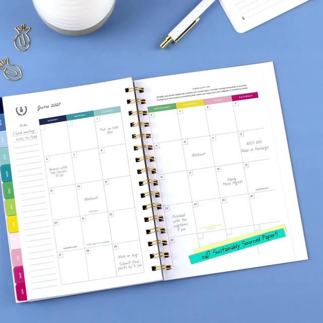 Alt view image 3 of 7 - Planner 2026-2027 Weekly & Monthly Academic 12-Month July-June, 5-1/2" x 8-1/2", Simplified by Emily Ley, Savanna Blooms (EL50-200A)